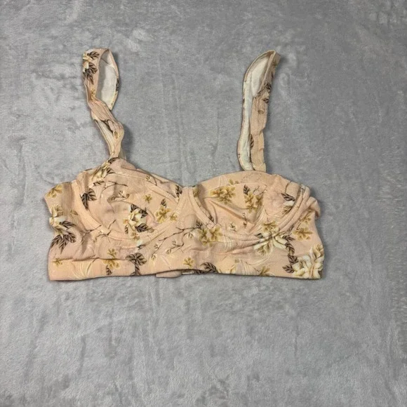 NWT Agua Bendita Floral Bustier Tank Top Women's Large L Peach Beige Floral - Picture 3 of 9
